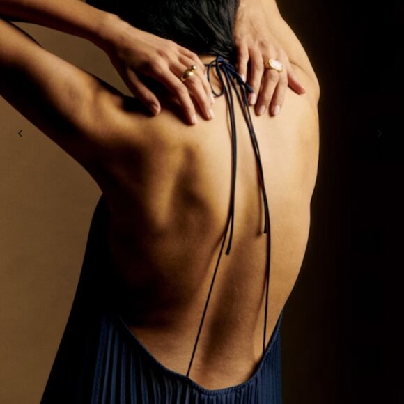 Sezane Layla Dress Navy - Size 36 - Picture 2 of 2